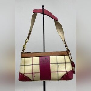 RARE Coach Heritage Tattersall Pink/Beige Coach Plaid Shoulder Bag